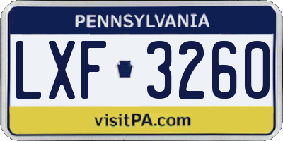 PA license plate LXF3260