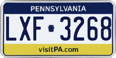 PA license plate LXF3268