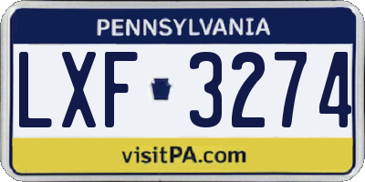 PA license plate LXF3274