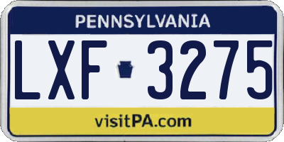 PA license plate LXF3275