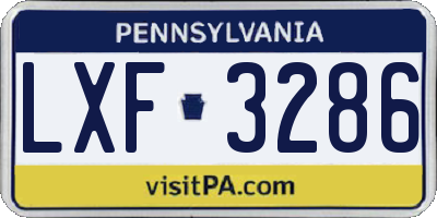 PA license plate LXF3286