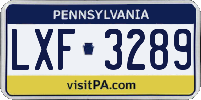 PA license plate LXF3289