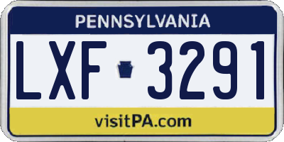 PA license plate LXF3291
