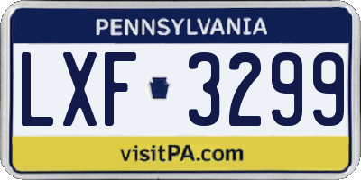 PA license plate LXF3299
