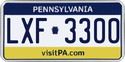 PA license plate LXF3300