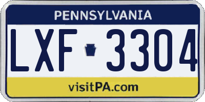 PA license plate LXF3304