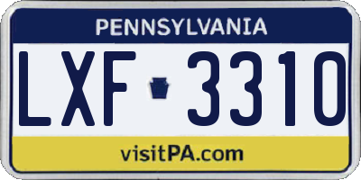 PA license plate LXF3310