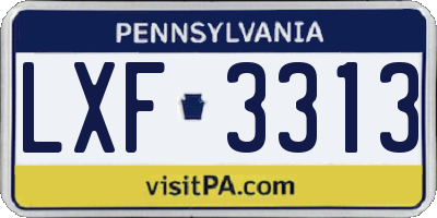 PA license plate LXF3313