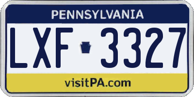 PA license plate LXF3327