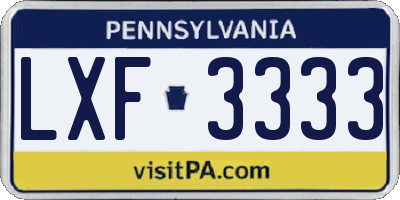 PA license plate LXF3333