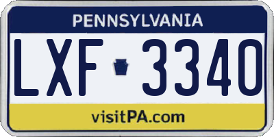 PA license plate LXF3340