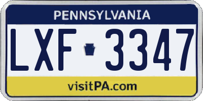 PA license plate LXF3347