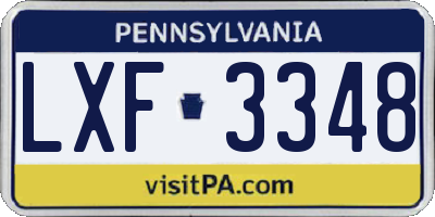 PA license plate LXF3348