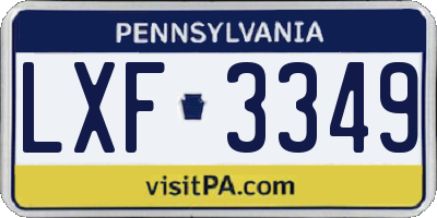 PA license plate LXF3349
