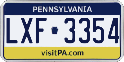 PA license plate LXF3354