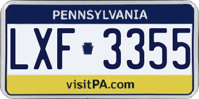PA license plate LXF3355