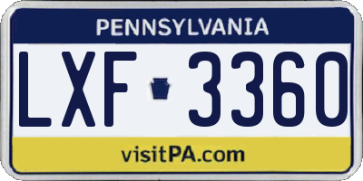 PA license plate LXF3360