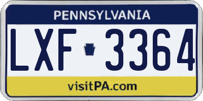 PA license plate LXF3364