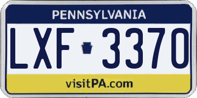 PA license plate LXF3370