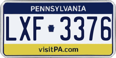 PA license plate LXF3376