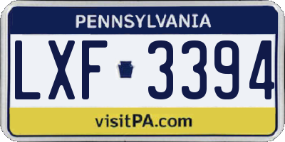 PA license plate LXF3394