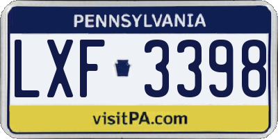 PA license plate LXF3398