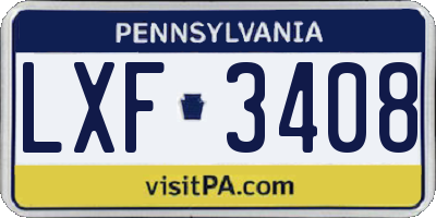 PA license plate LXF3408