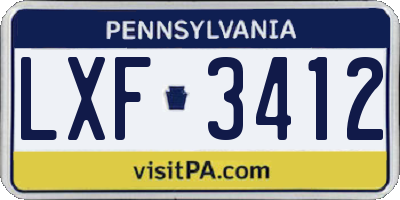 PA license plate LXF3412