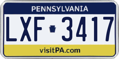 PA license plate LXF3417