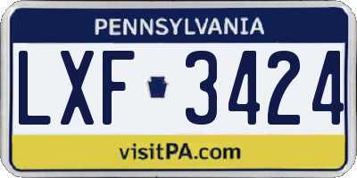 PA license plate LXF3424