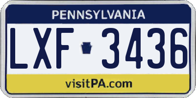 PA license plate LXF3436