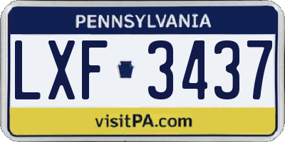 PA license plate LXF3437