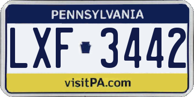 PA license plate LXF3442