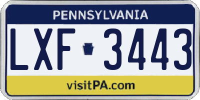 PA license plate LXF3443