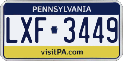 PA license plate LXF3449