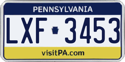 PA license plate LXF3453