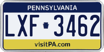 PA license plate LXF3462