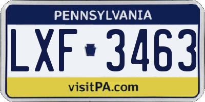 PA license plate LXF3463