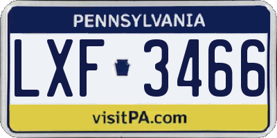 PA license plate LXF3466