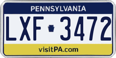 PA license plate LXF3472