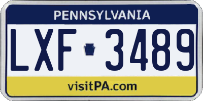 PA license plate LXF3489