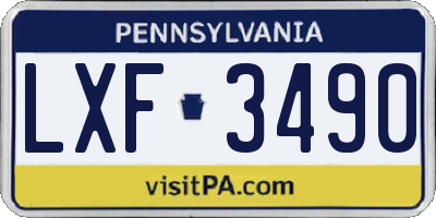 PA license plate LXF3490