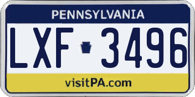 PA license plate LXF3496