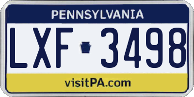 PA license plate LXF3498