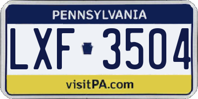 PA license plate LXF3504