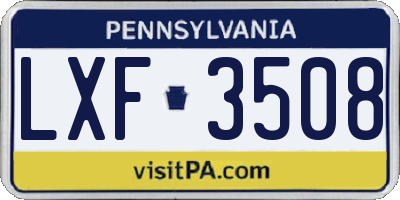 PA license plate LXF3508