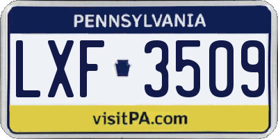 PA license plate LXF3509