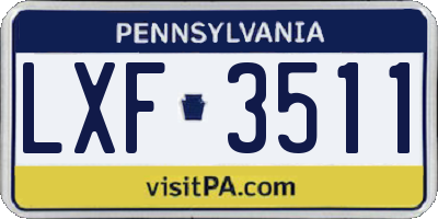 PA license plate LXF3511