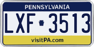 PA license plate LXF3513