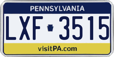 PA license plate LXF3515